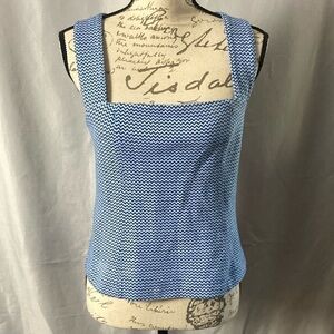 Anthropologie Blue and White Zigzag Top